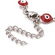 Enamel Oval with Evil Eye Link Chains Bracelet BJEW-P271-04P-01-3