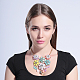 Fashion Women Jewelry Zinc Alloy Glass Flower Bib Statement Choker Collar Necklaces NJEW-BB15068-C-10