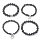 Natürliche Schungit- und Lavastein-Armbänder mit runden Perlen BJEW-JB09542-3
