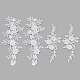 Benecreat 2 ペアの花のレースのパッチ刺繍トリム  白い花の刺繍レースのアップリケを縫うパッチのウェディングドレス diy の衣類 DIY-BC0005-91-7