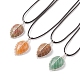 4 Uds 4 estilos de piedras preciosas naturales mezcladas hoja jaula colgante collares conjunto con cordones encerados para mujeres NJEW-TA00035-1