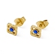 Capri Blue Rhinestone Square Stud Earrings EJEW-P212-25G-1
