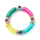 7 stücke 7 farbe acryl gebogen rohr & plastik bösen blick perlen stretch armbänder set BJEW-JB08962-3