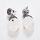 Shell Dangle Stud Earrings EJEW-F230-30-3