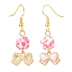 3 paires de breloques en alliage d'émail rose style 3 et perles de résine pendantes boucles d'oreilles EJEW-JE05030-04-5