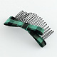 Tartan Cloth Hair Bows Iron Hair Combs OHAR-S124-23-2