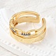 Латунные микро проложить манжеты кольца кубического циркония RJEW-D313-13PG-3