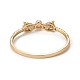Rack Plating Brass Micro Pave Cubic Zirconia Leopard Bangles with Plastic Bead BJEW-E071-26G-3
