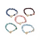 Bracelet à maillons rectangulaires en verre avec des puces de pierres précieuses mélangées naturelles et synthétiques chaînes perlées pour les femmes BJEW-JB09231-1