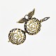 Vintage Filigree Wing with Round Brass Cage Pendants KK-D389-14AB-2