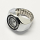 Relojes de cuarzo anillo de estiramiento hierro tono platino RJEW-R119-14D-2
