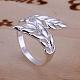 女性のための中空の羽のデザイン真鍮の指輪  銀  サイズ8  18.1mm RJEW-BB13135-8-4