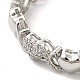 Cubic Zirconia Heart Link Chain Bracelet BJEW-M296-05P-2