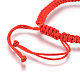 調節可能なナイロンコード編みブレスレット  赤い紐のブレスレット  スクエアノットブレスレット  合金ビーズで  パイ秀  レッド  2インチ〜3-1/4インチ（5~8.3cm） BJEW-L639-01-3