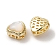 Brass Hollow Heart Beads with Natural White Shell KK-Q793-18G-2