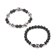 2 pièces 2 styles de pierres précieuses mixtes naturelles et synthétiques rondes perlées ensemble de bracelets extensibles pour femmes BJEW-JB08023-4