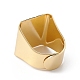 スクエアエナメル、ナザールボンジュウワイドバンド指輪  本物の 18K ゴールドメッキ真鍮調節可能なリング、女性、男性用  ホワイト  18.5mm  内径：17mm RJEW-A014-02G-02-4