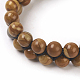 Adjustable Natural Petrified Wood Braided Bead Bracelets BJEW-E351-01H-4