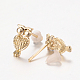 Owl Alloy Stud Earrings EJEW-O068-93G-2