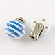 Flat Round Printed Wooden Baby Pacifier Holder Clip with Iron Clasp WOOD-R251-11D-1