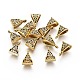 チベットスタイルの合金チューブベイル  ループベイル  保釈ビーズ  三角形  アンティーク黄金  カドミウムフリー＆鉛フリー  15.5x10x7mm  穴：1.5mm GLF10525Y-2