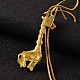 Giraffe Long Adjustable Alloy Rhinestone Lariat Necklaces NJEW-F194-07G-4
