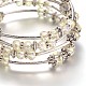 4-anello bracciali avvolgenti vetro ottone perline BJEW-JB02159-03-2