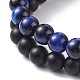 Round Stone Beads Stretch Bracelets Set BJEW-JB07257-03-4