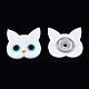 シリコンスナップボタン  プラスチックと鉄のスナップキャップ付き  衣服のボタン  猫  ホワイト  55x52x13mm BUTT-N019-002-3