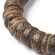 Женский эластичный браслет из натурального кокосового диска и синтетической бирюзовой черепахи из бисера BJEW-JB09700-05-4