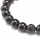 Bracelet extensible en perles de bois naturel et hématite synthétique BJEW-JB07809-5