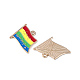 虹色の合金エナメル ペンダント  ライトゴールド  ラブという言葉入り旗のチャーム  カラフル  18.5x19.5x1.2mm  穴：2mm ENAM-K067-24-4