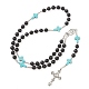 Collier de perles chapelet en turquoise synthétique et bois NJEW-JN04431-3