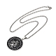 Мужские ожерелья с подвеской в виде руны Древа Жизни из нержавеющей стали 201 с черной эмалью NJEW-K283-27P-4