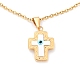 304 Stainless Steel Cross with Evil Eye Pendant Necklaces STAS-B021-05-1