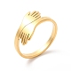 Placcatura ionica (ip) 304 anello per polsino abbraccio a mano in acciaio inossidabile per donna RJEW-K245-34G-3