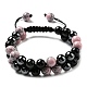 Perles de pierres précieuses mélangées naturelles et synthétiques bracelets de perles tressées BJEW-SW00001-01-1