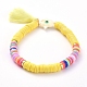 Bracelets élastiques faits à la main de perles heishi en pâte polymère BJEW-JB05079-02-1