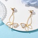 Boucles d'oreilles pendantes en perles de coquille de papillon EJEW-TA00356-2
