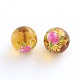 Flower Picture Transparent Glass Round Beads GFB-R004-14mm-M12-2