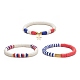 3 pièces 3 style fête de l'indépendance polymère argile heishi surfeur bracelets extensibles ensemble BJEW-TA00213-4