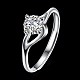 Adjustable 925 Sterling Silver Cubic Zirconia Finger Rings RJEW-BB20739-6-7