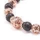 Perles rondes de roche de lave naturelle galvanisées bracelets d'aromathérapie d'anxiété d'huile essentielle BJEW-JB06923-12