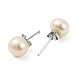 Orecchini a bottone con perle rotonde di perle naturali EJEW-E298-01C-02P-2