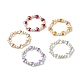 Pulsera elástica de perlas de vidrio con corazón brillante para niños BJEW-JB07186-1