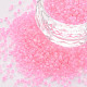ガラスシリンダービーズ  シードビーズ  色の内側  丸い穴  ピンク  1.5~2x1~2mm  穴：0.8mm  約8000個/袋  約1ポンド/バッグ SEED-S047-D-002-1