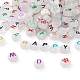 150pcs perles acryliques lumineuses, trou horizontal, plat rond avec des lettres mélangées aléatoires, couleur mixte, 10x6mm, Trou: 2mm