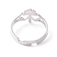 Double coeur avec croix 304 anneau réglable en acier inoxydable pour femme RJEW-B035-06P-3