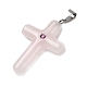 Подвески-крестики из натурального розового кварца KK-D021-04H-P-2