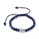 Bracelets de perles tressées en lapis-lazuli naturel (teint) BJEW-JB04804-03-2
